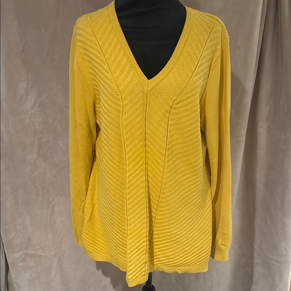 Lands' End Women's Yellow V-Neck Sweater